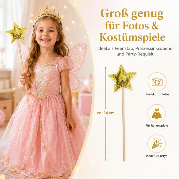 TOYANDONA Stern Zauberstab 2 Stücke Fee Zauberstab Angel Fairy Wands Sticks Princess Party Geburtsta