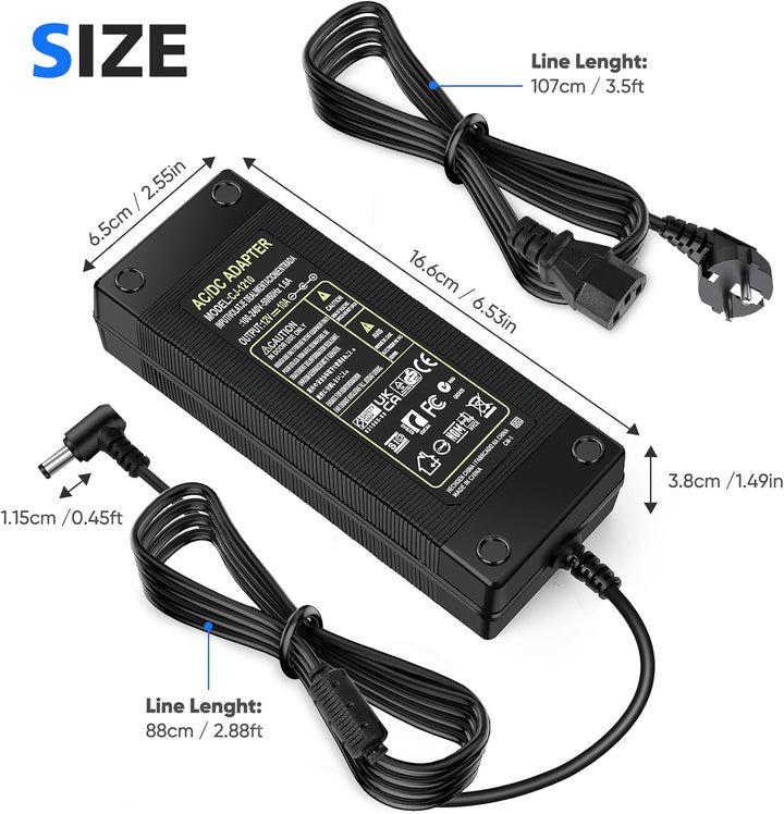 120W Netzteil 12V 10A mit DC Stromanschlüsse, AC 100-240V auf 12 V DC LED Driver Adapter, 5.5 x 2.5m