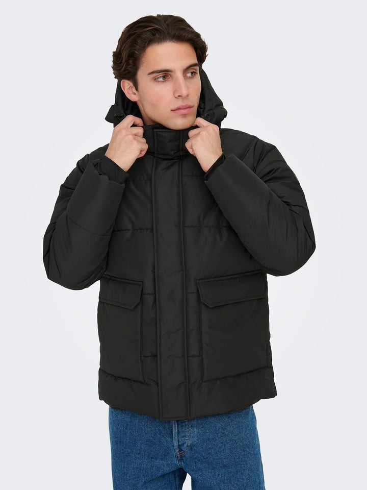 Only &amp; Sons Male Daunenjacke ONSCARL Daunenjacke | Puffer Jacket XL Schwarz, XL Schwarz