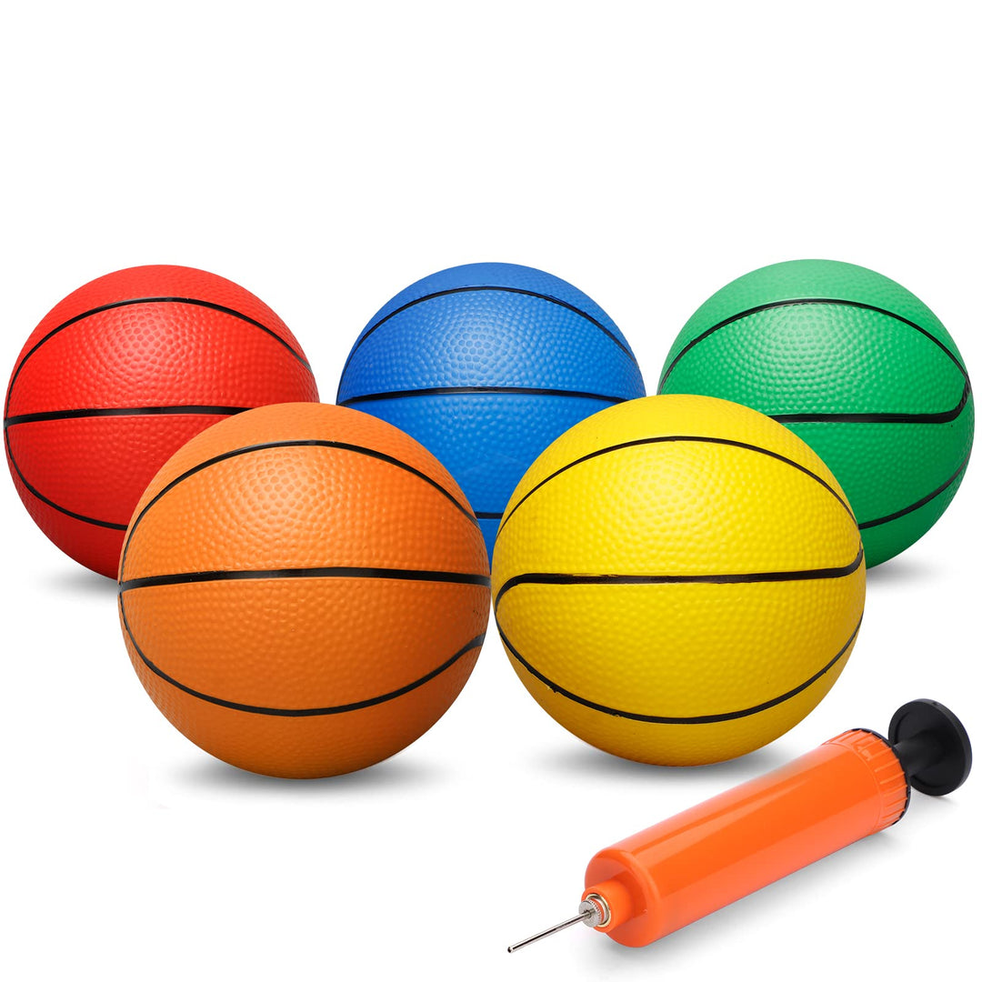 Dilabnda 16CM bunter Kinder Mini Spielzeug Basketball, Gummi Basketbälle für Teenager mit Pumpe, tol