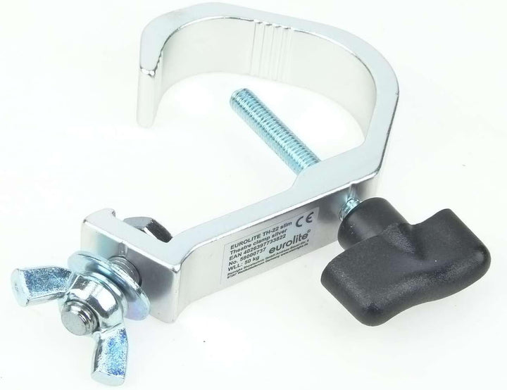 2 x Eurolite TH-22 SLIM silber Theaterhaken Scheinwerferhaken Montagehaken für 50 mm Rohr I Maximall