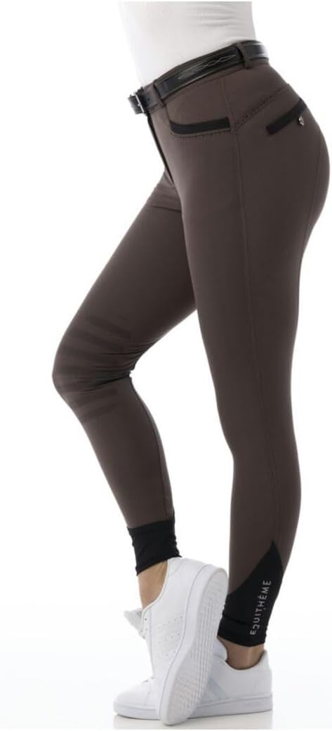 Equi-Theme Damen Reithose Silikon Kniebesatz SAFIR in 4 edlen Farben 32 Braun/Schwarz, 32 Braun/Schw