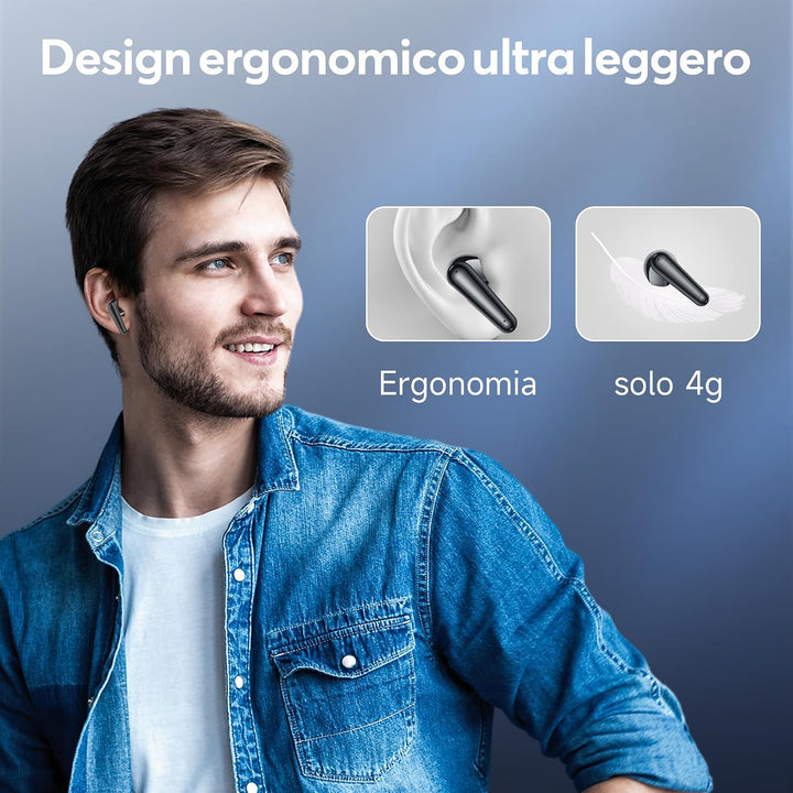 EUQQ Bluetooth-Kopfhörer, 60 Stunden HiFi Stereo Wireless Kopfhörer mit 4 ENC Geräuschunterdrückung
