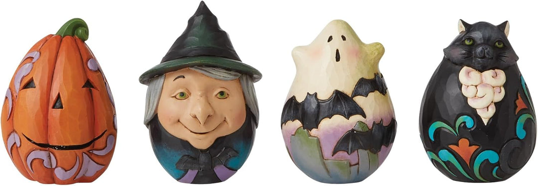 Enesco Jim Shore Heartwood Creek Halloween-Korb und Miniatur-Figuren-Set, 21 cm, mehrfarbig