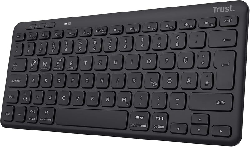 Trust Lyra Kompakte Bluetooth Tastatur, QWERTZ-Layout, 85% Recyclingkunststoff, Multi-Device Funktas