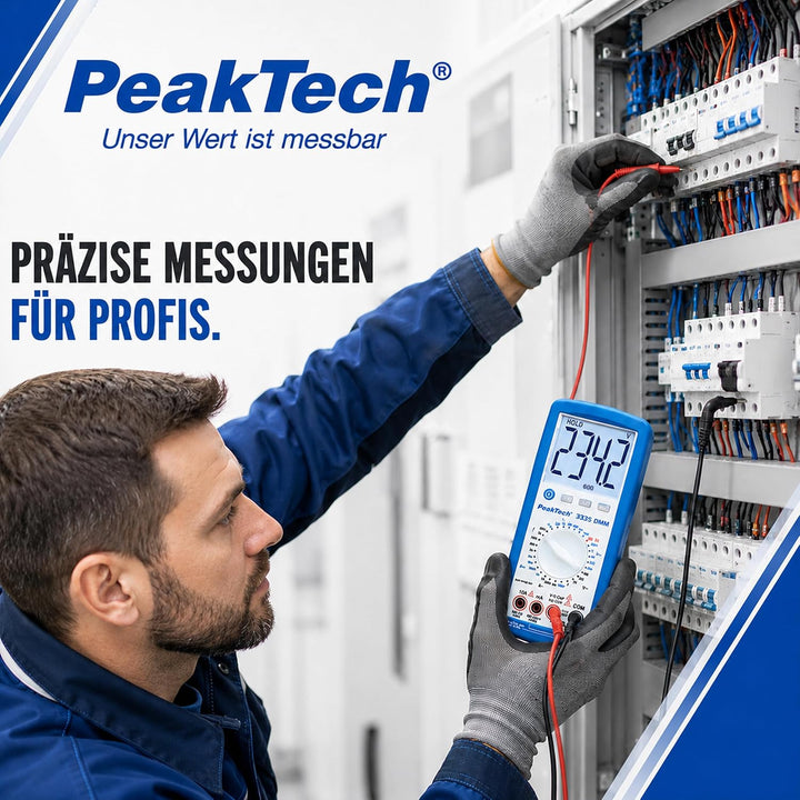 PeakTech Digitalmultimeter, 3 1/2 stellig Extra grosser LCD-Bildschirm - 2.000 Counts Single, Extra