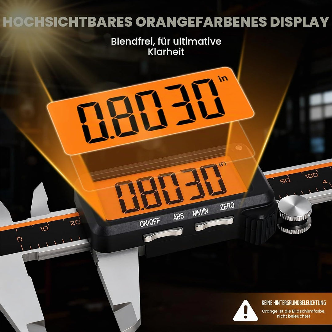 HARDELL Digital Caliper, Rechargeable Digital Caliper with Large Orange Screen - Anti-Glare LCD &amp; AB