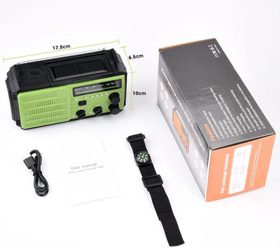 MILFECH 8000mAh Solar Radio, Kurbelradio Tragbar AM/FM Dynamo Wetter Notfallradio, LED Taschenlampe