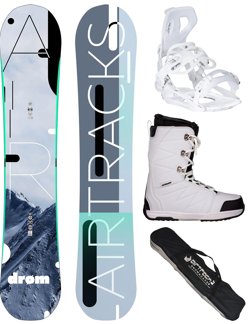 Airtracks Damen Snowboard-Set Drom Rocker + Bindung Master W Fastec + Boots + Sb Bag 140 145 150 155