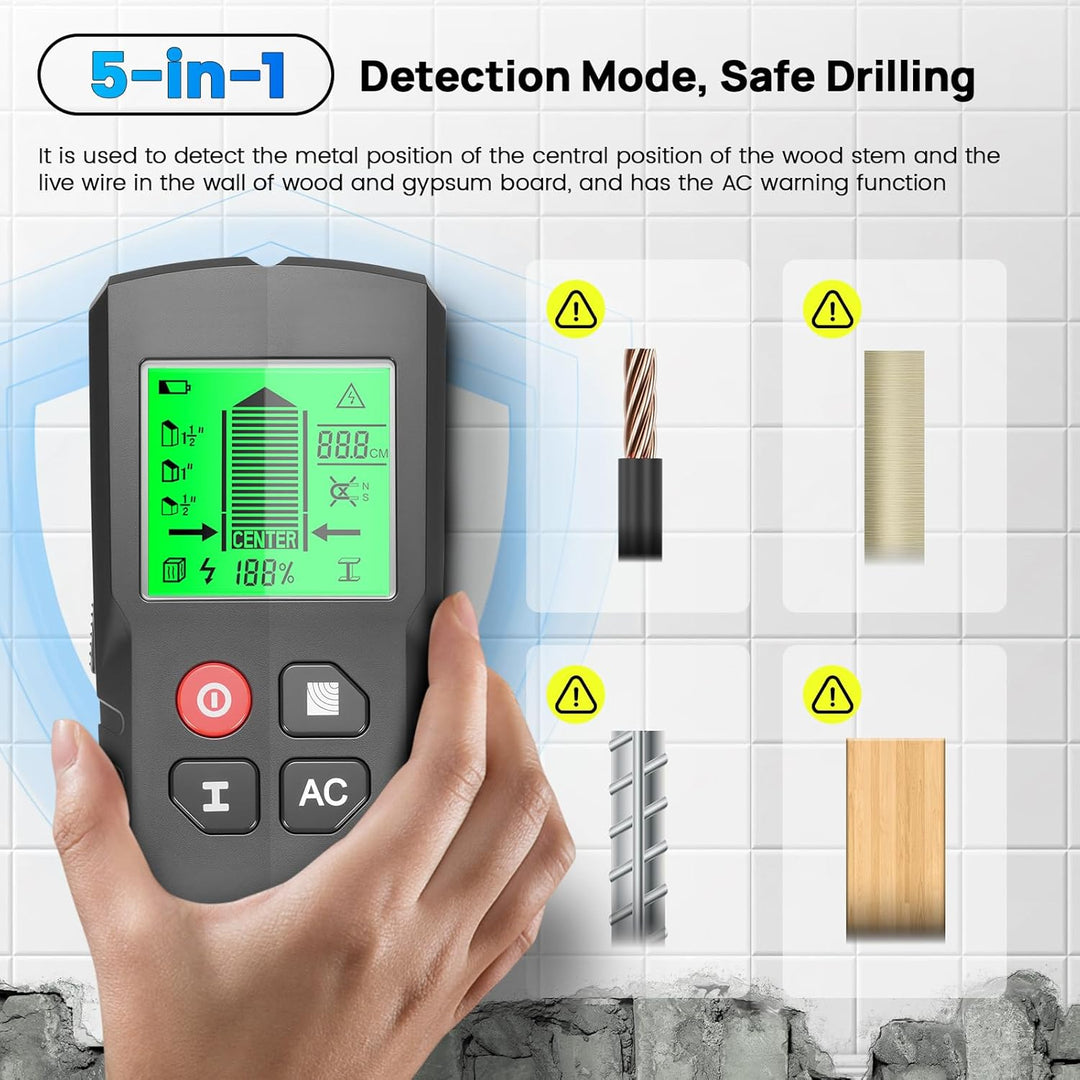 Leitungssucher Ortungsgerät, 5 in 1 Multifunktions Wand Scanner Detektor Stud Finder, Leitungssuchge