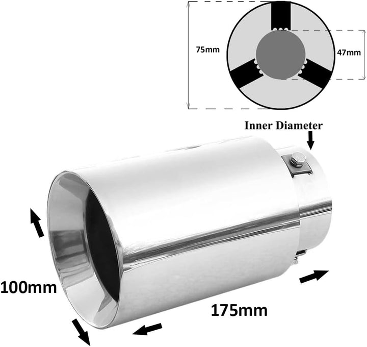 Universal 3176 Auspuffblende Endrohr Sport Schalldämpfer Edelstahl Chrom