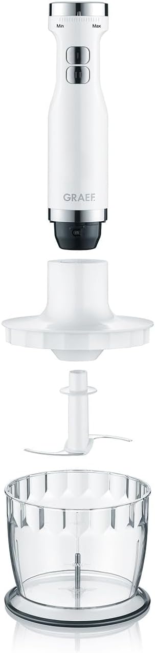GRAEF Stabmixer HB501 Weiss – 800 Watt, stufenlose Regelung, Turbostufe, 4 Edelstahlklingen, Edelsta