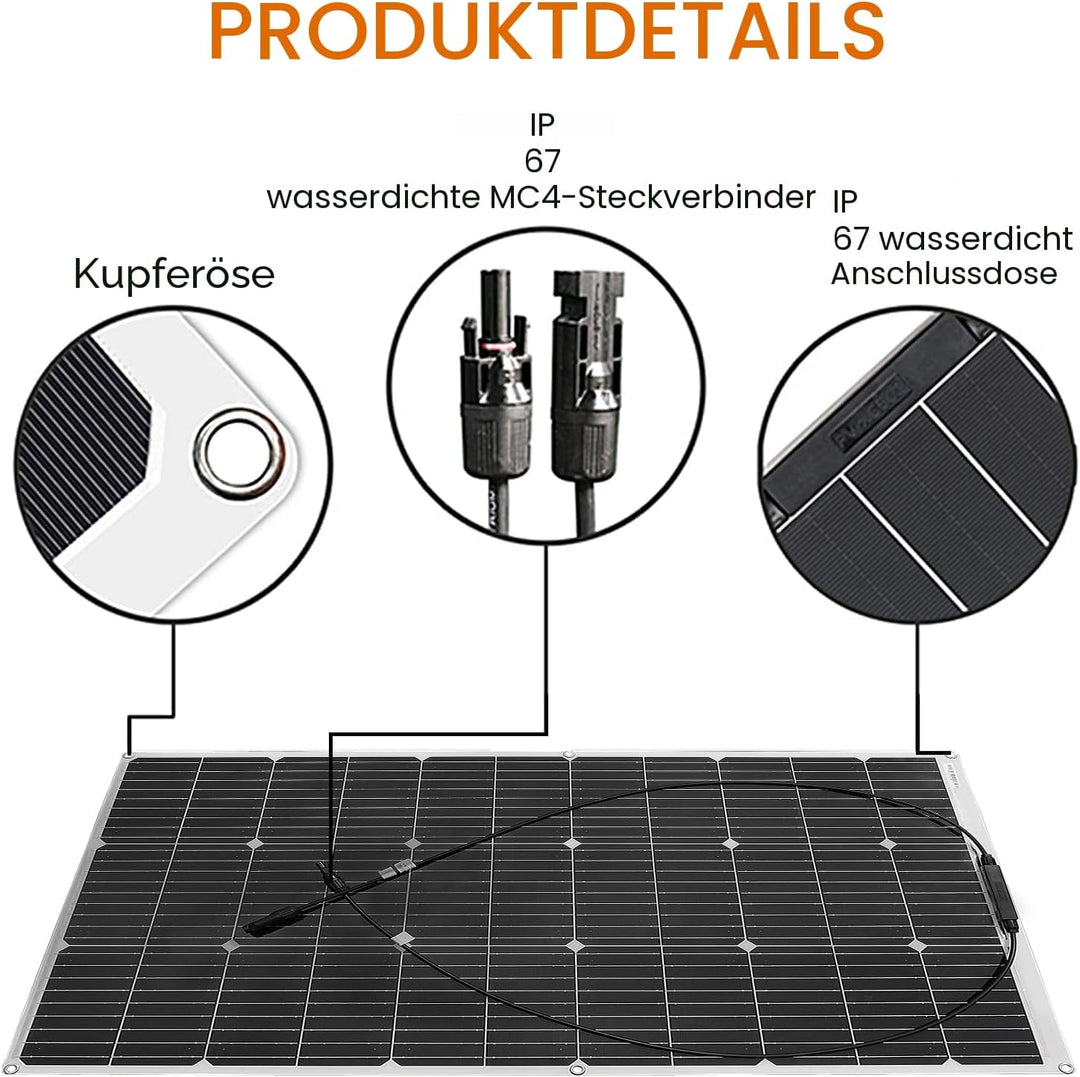400 Watt Solarpanel Flexibel Kit 12V/24V Off-Grid System: 4 Stück 100W Monokristalline Solarmodule m
