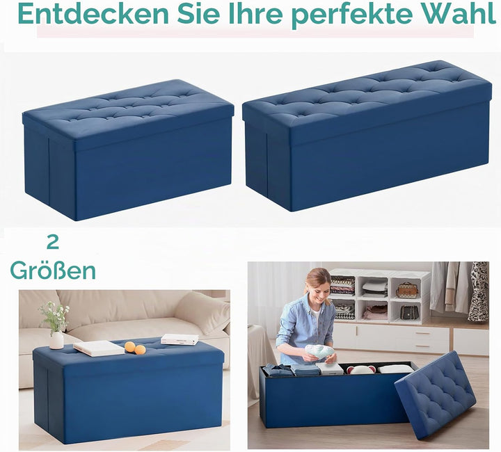 BRIAN &amp; DANY Sitzbank mit Stauraum, Faltbar Sitzhocker Truhen Aufbewahrungsbox aus Samt, 76 x 38 x 3