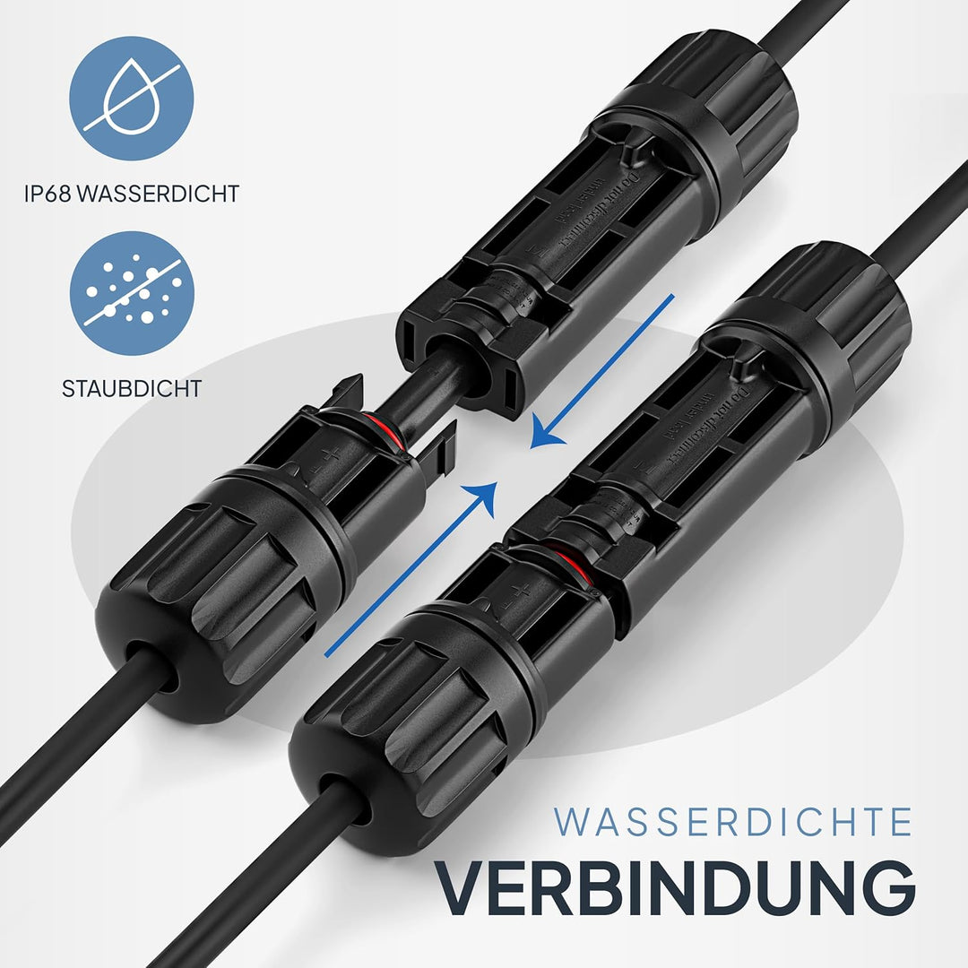 Solarkabel Verlängerung 4mm²/6mm² – 2er Set 1/2/3/5/10M – inkl. 0% MwSt. gem. § 12 Abs. 3 Ust Verbin