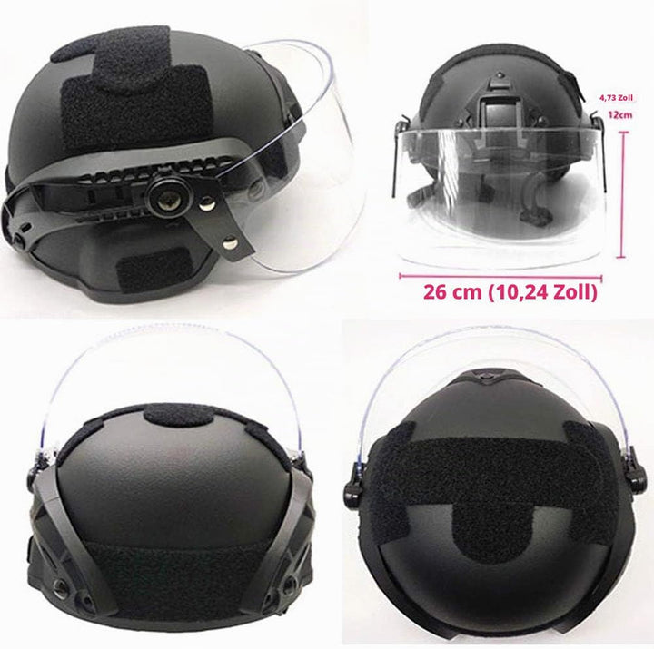Tactical Area Airsoft Mich 2000 Quick Helm mit NVG Halterung und Schutzbrille. BK, BK