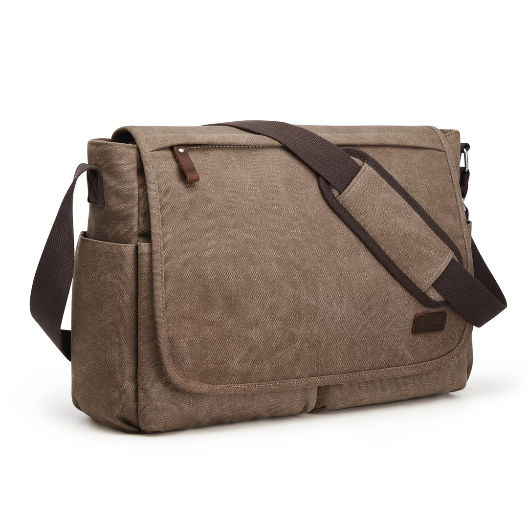 S-ZONE Herren Umhängetasche Grosse Vintage Canvas Messenger Bag Aktenktasche Schultertasche Bürotasc
