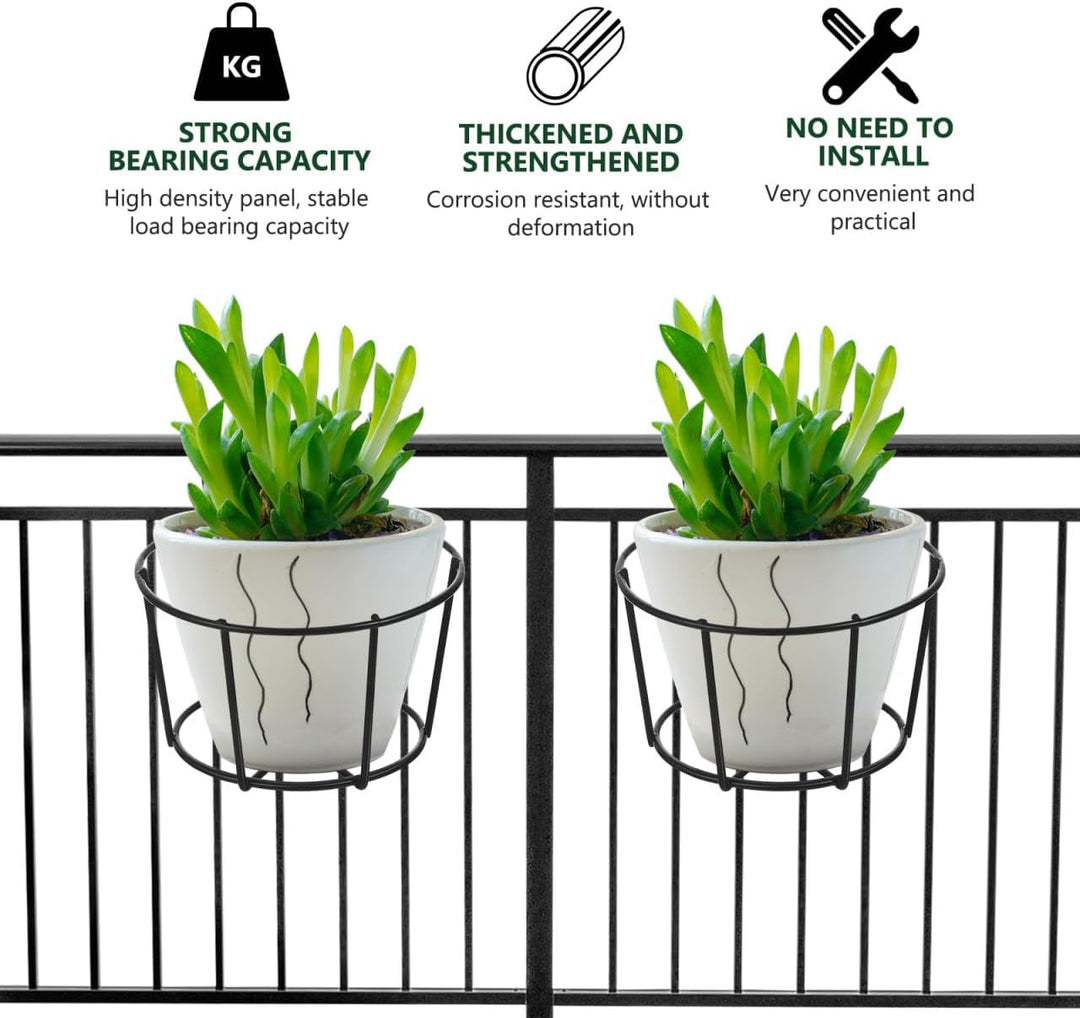 YARNOW 5er Pack Blumentopfhalter Hängend für Balkon Geländer Eisen Pflanzkorb Schwarz Blumenständer