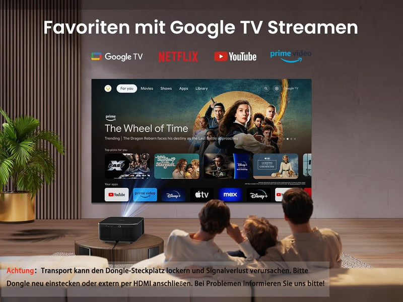 Yaber K3 Smart Beamer 【1600 ANSI & Google TV & Sound by JBL】 Tageslicht Beamer mit WiFi 6 & Bluetoot