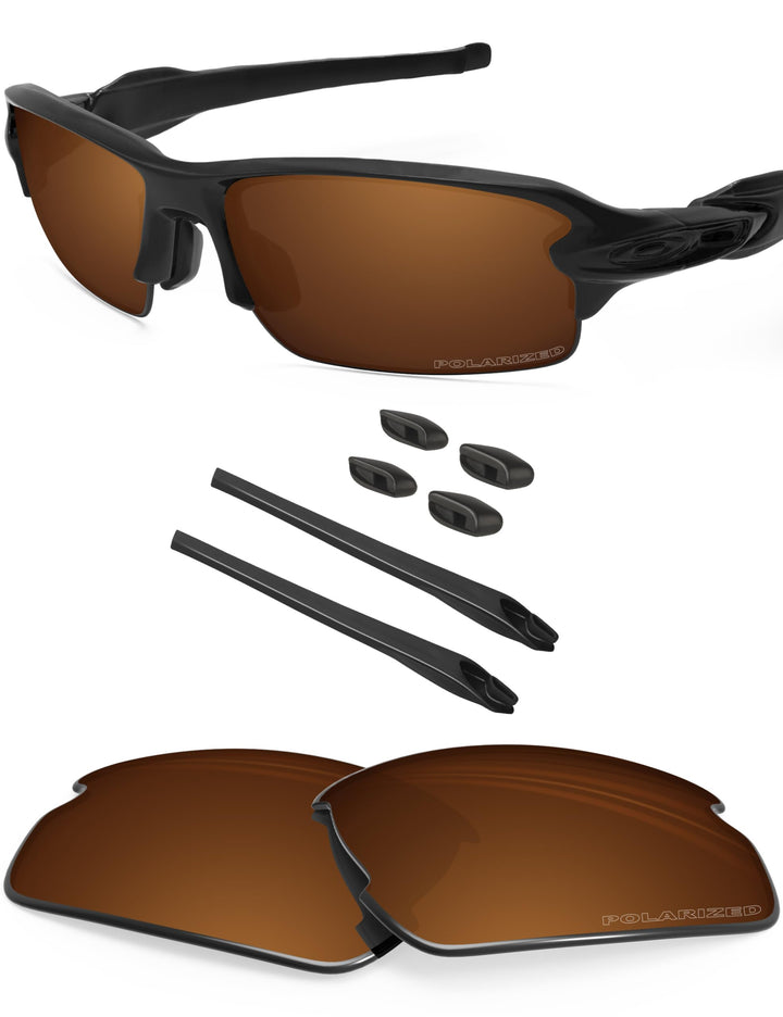 BlazerBuck Ersatzgläser und Socken-Set für Oakley Flak 2.0 OO9295 Amber Polarized, Fit Flak 2.0 OO92
