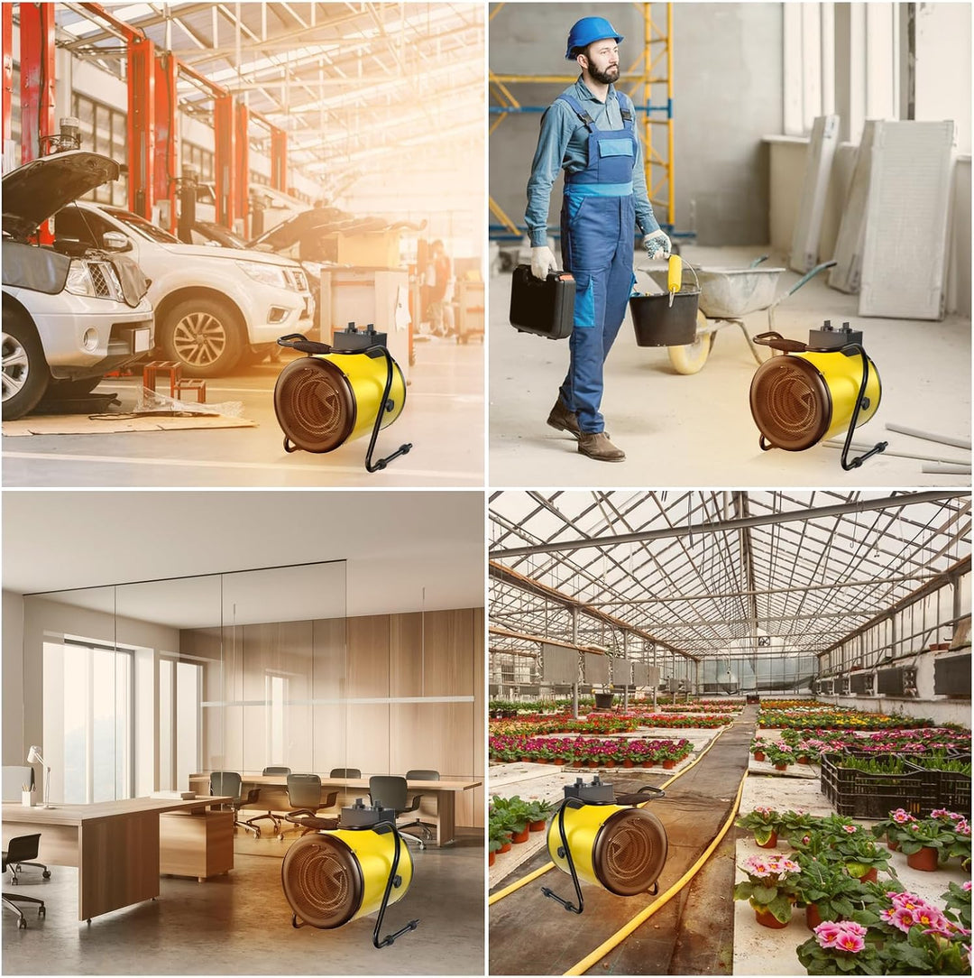 DAHTEC Industrie Heizgerät 3000 Watt Heizlüfter Grosse Räume mit Thermostat & 3 Heizstufen Bauheizer