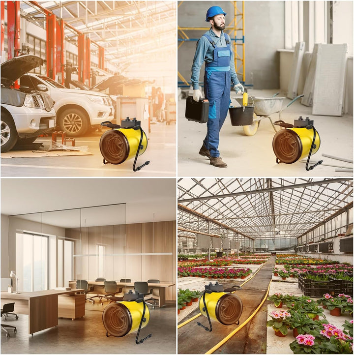 DAHTEC Industrie Heizgerät 3000 Watt Heizlüfter Grosse Räume mit Thermostat & 3 Heizstufen Bauheizer
