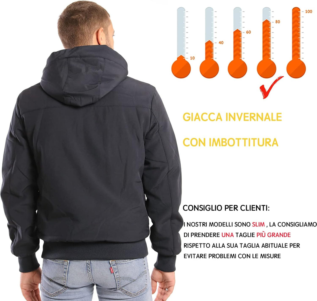 TONY BACKER Herren-Winterjacke, Softshelljacke, wasserdicht, winddicht, mit Kapuze, warme Jacke für
