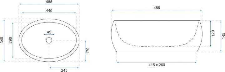 REA Waschbecken Waschtisch Aufsatzwaschbecken Keramik Handwaschbecken Aufsatz Waschschale Oval Elfen