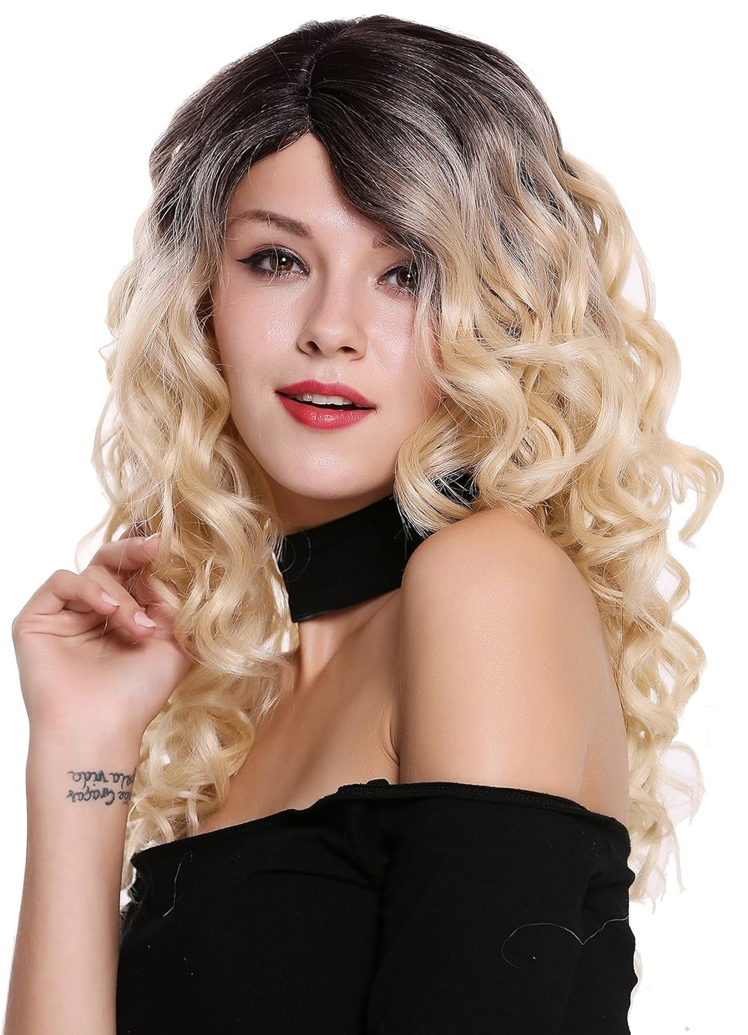 WIG ME UP - RGF-6467C-DR4/613 Perücke Damenperücke Lang Voluminös Scheitel Locken Ombre Dunkelbraun