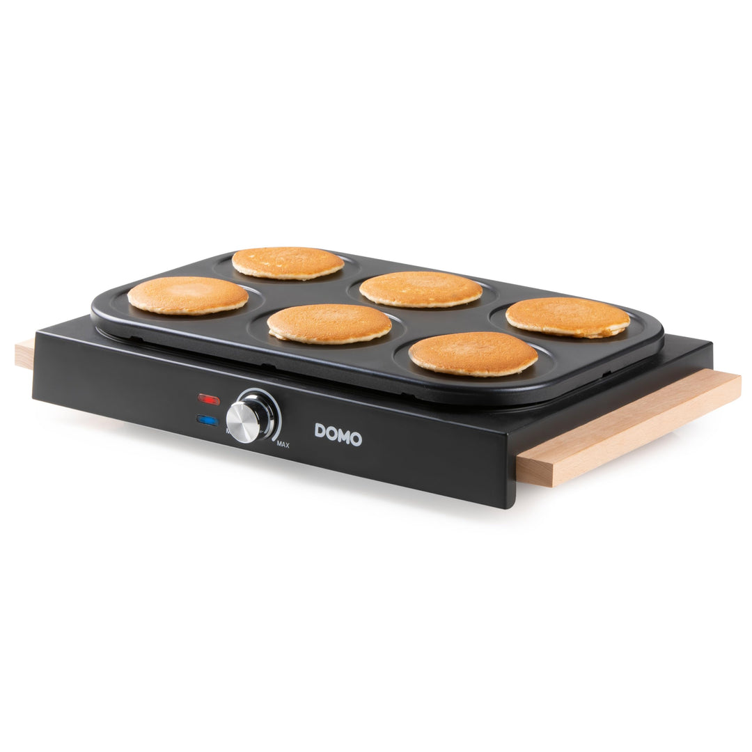 DOMO DO8717P Pancake-Platten Antihaftbeschichtung, Kontrollleuchte Schwarz