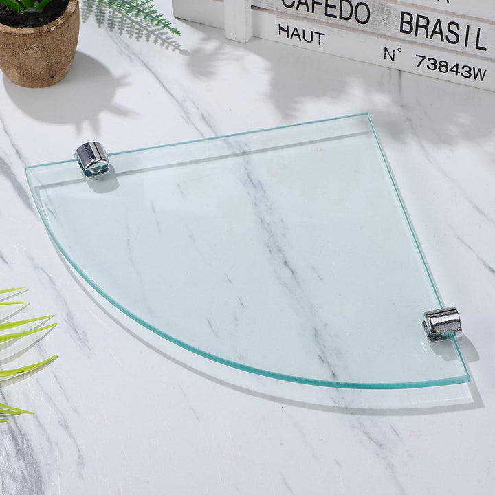 Cabilock 2 Stück Badezimmer Eckregal Glas Eckablage 20x20cm 6mm Glaswandhalterung Wandmontage Bad Au