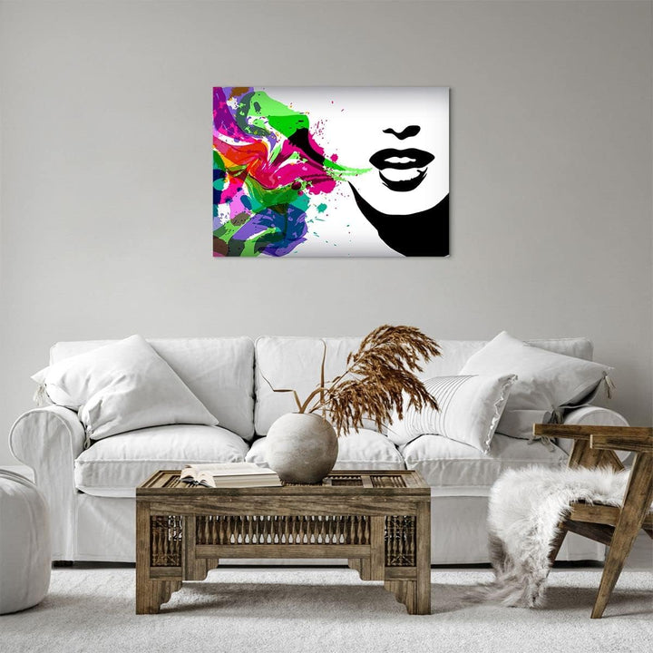 Bilder auf Leinwand Frau Gesicht Lippen Make-up Leinwandbild 70x50cm Wandbilder Dekoration Wohnzimme