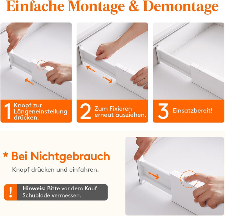 Lifewit 4er Set Kunststoff Schubladentrenner für Innenlänge 27–40cm & Höhe＞10.5cm Schubladen, Verste
