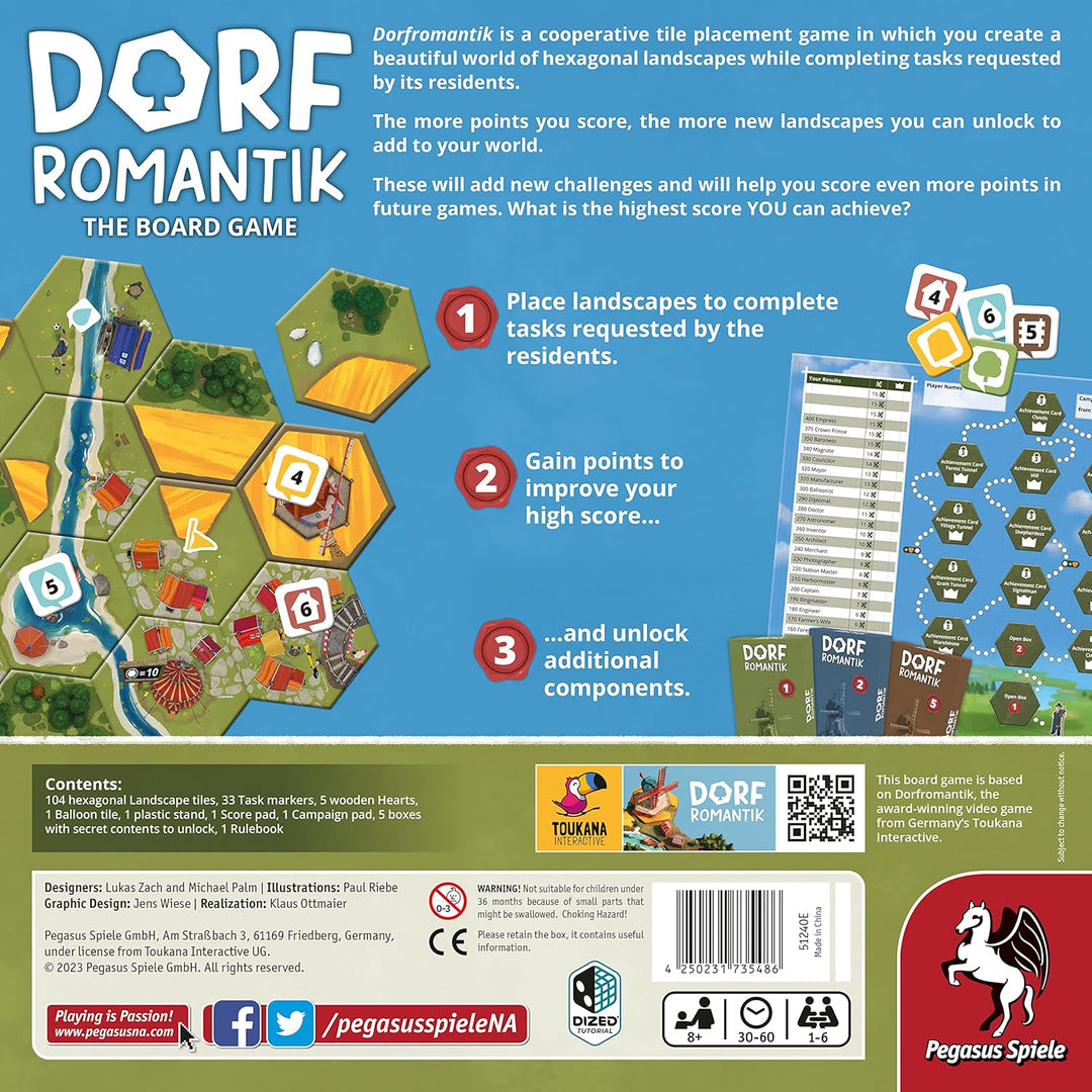 Pegasus Spiele 51240E Dorfomantik - The Board Game Board Games (English Version), 1-6 Players, ‎Mult