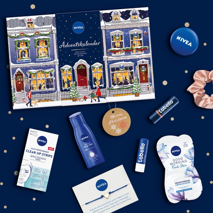 NIVEA Adventskalender 2022 für 24 einzigartige Verwöhnmomente, Weihnachtskalender mit ausgewählten P