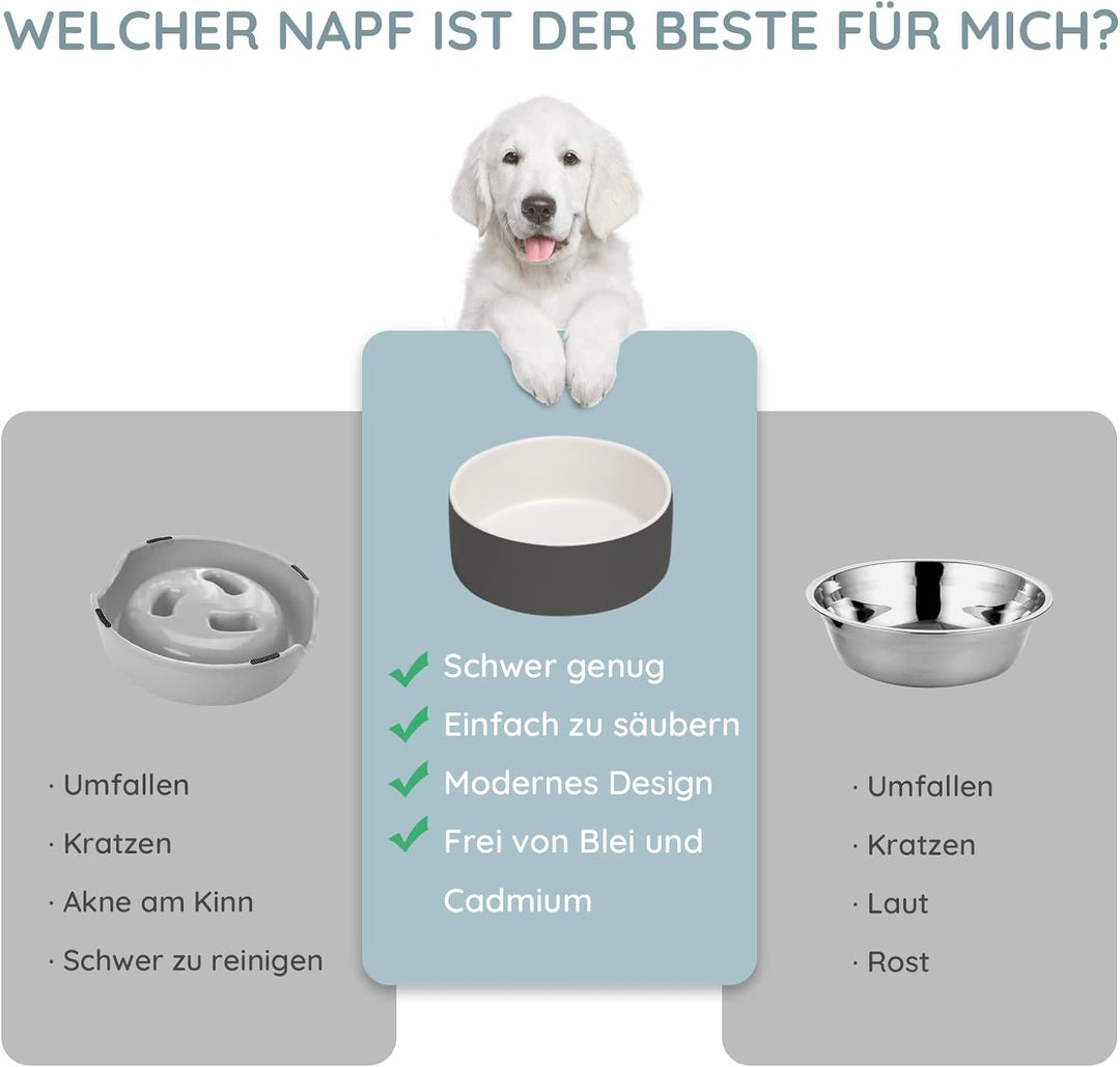 SPUNKYJUNKY Hundenapf Keramik Grosse Hunde Katzennapf Erhöht mit Bambus Ständer Futternapf für Hund