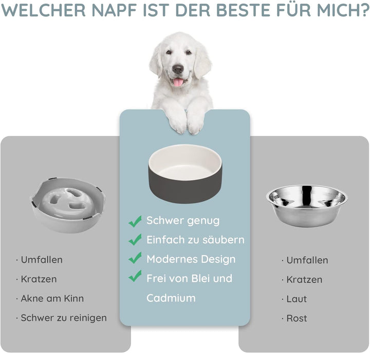 SPUNKYJUNKY Hundenapf Keramik Grosse Hunde Katzennapf Erhöht mit Bambus Ständer Futternapf für Hund