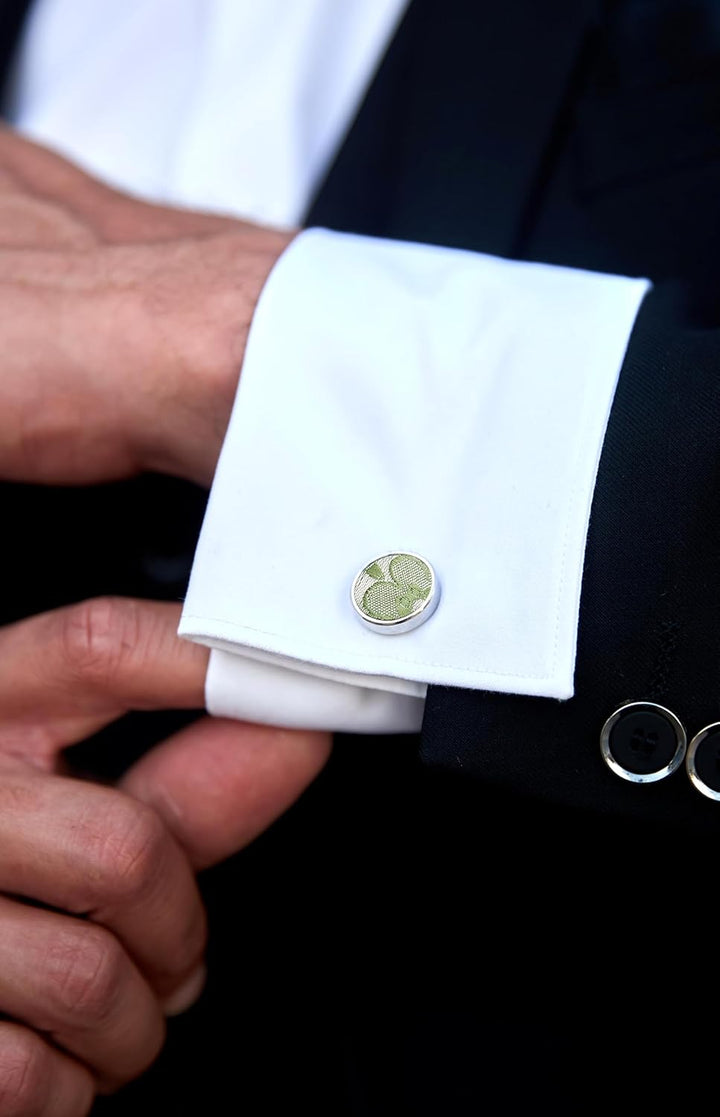 HISDERN Herren Paisley Fliege und Einstecktuch mit Manschettenknöpfe Set,Schleife mit Haken - Bereit