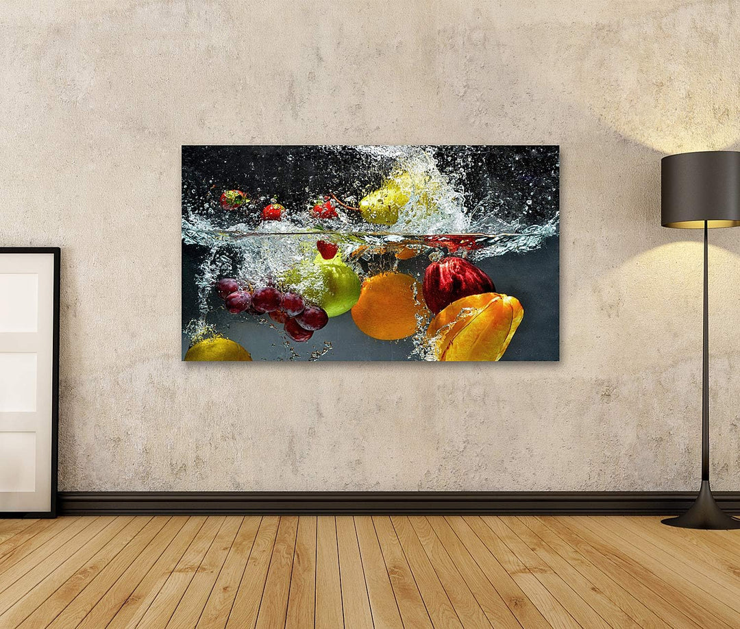 islandburner Bild auf Leinwand Plätschernde Frische Früchte Bilder Wandbilder Poster Leinwand 80x40c