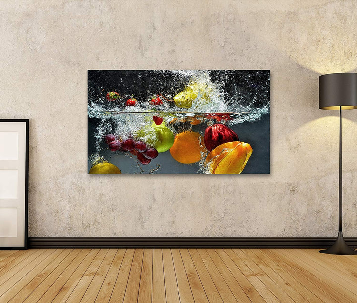 islandburner Bild auf Leinwand Plätschernde Frische Früchte Bilder Wandbilder Poster Leinwand 80x40c