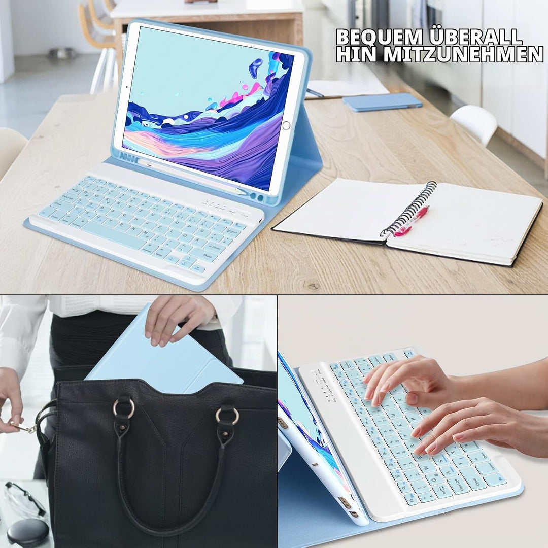 Tastatur Hülle 10.2 Zoll für IPad 9th Gen 2021/8th Gen 2020/7th Gen 2019/IPad Air 3 Gen 2019/IPad Pr