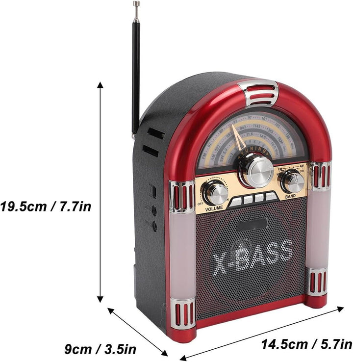AM FM Vintage-Radio, Tragbares Retro-Kurzwellenradio mit Bluetooth-Lautsprecher, Wiederaufladbare Re