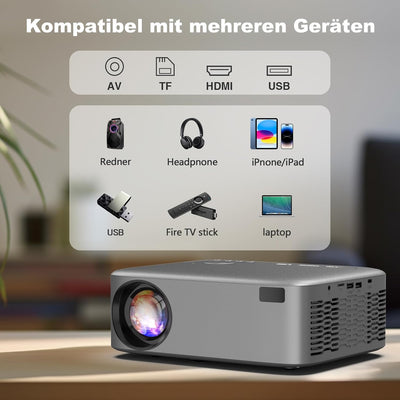 [Elektrischer Fokus] FRESHDEW Beamer, 5G WiFi Projektor mit Bluetooth Native 1080P Projektor,26000L