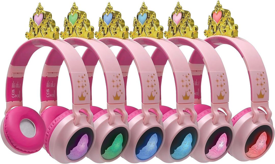 Lexibook, Disney Prinzessin, Kabellose und kabelgebundene 2-in-1-Kopfhörer mit Prinzessinnenkrone, h