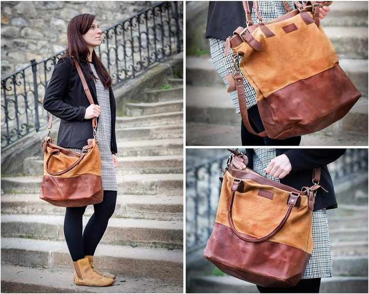 LECONI XL Shopper für Damen kleiner Weekender Beuteltasche grosse Frauen Schultertasche Wickeltasche