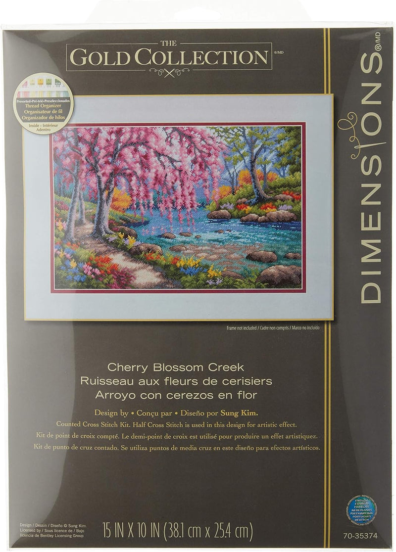 Dimensions D70-35374 Cherry Blossom Creek Gold Collection Kreuzstich-Set, Aida-Stoff, Fadenzahl 16,