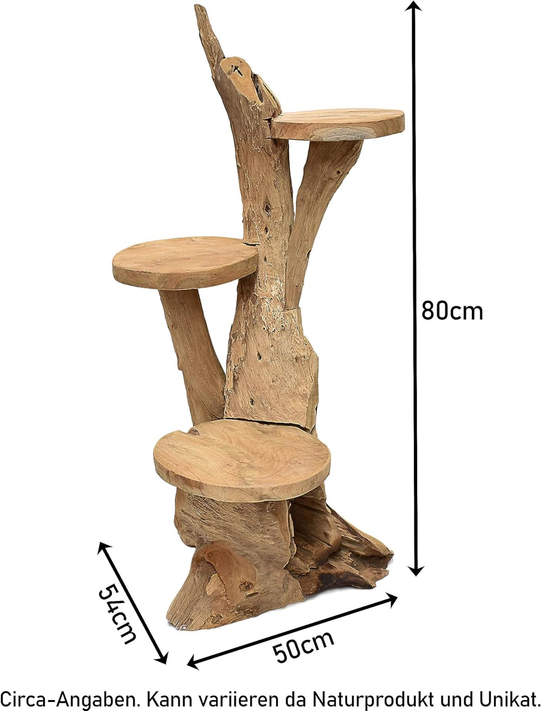 Teak Blumenständer mit 3 Ablagen Blumenpodest Pflanzentreppe Blumenregal Ständer Blumenhocker Massiv