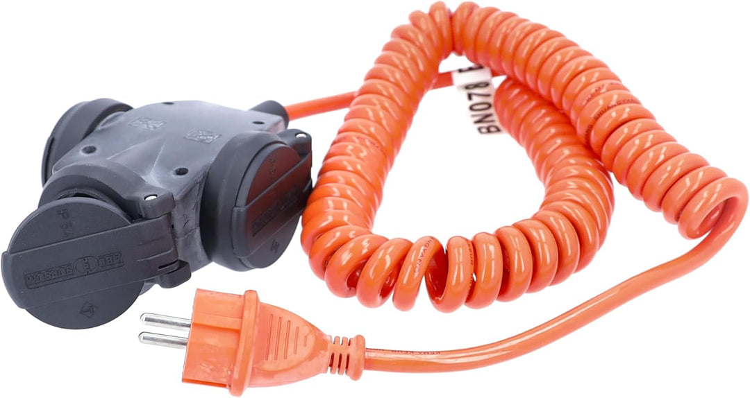 as - Schwabe 70414 Schutzkontakt-Spiralkabel, 5m H07BQ-F 3G1,5, orange, IP44 Gewerbe, Baustelle H07B
