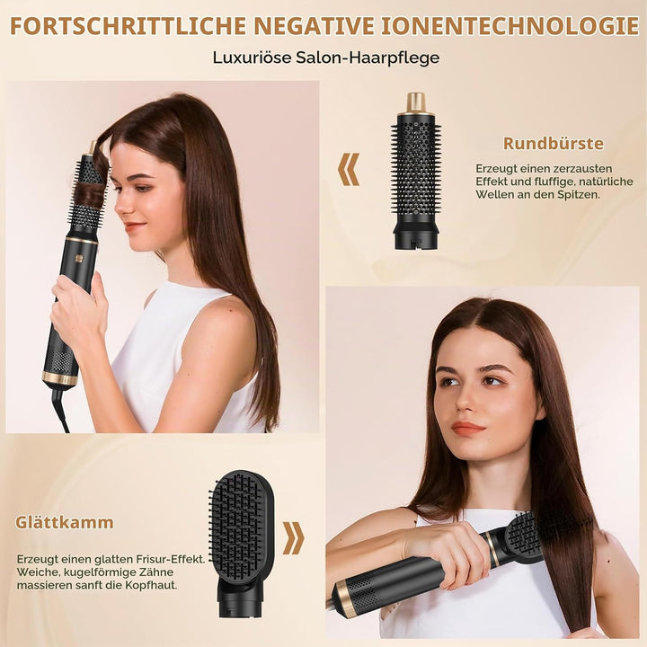 UKLISS 5 in 1 Hairstyler &amp; &amp; Föhn Set mit Rundbürstenföhn, Warmluftbürste, Hair Dryer, Lockenföhn, S