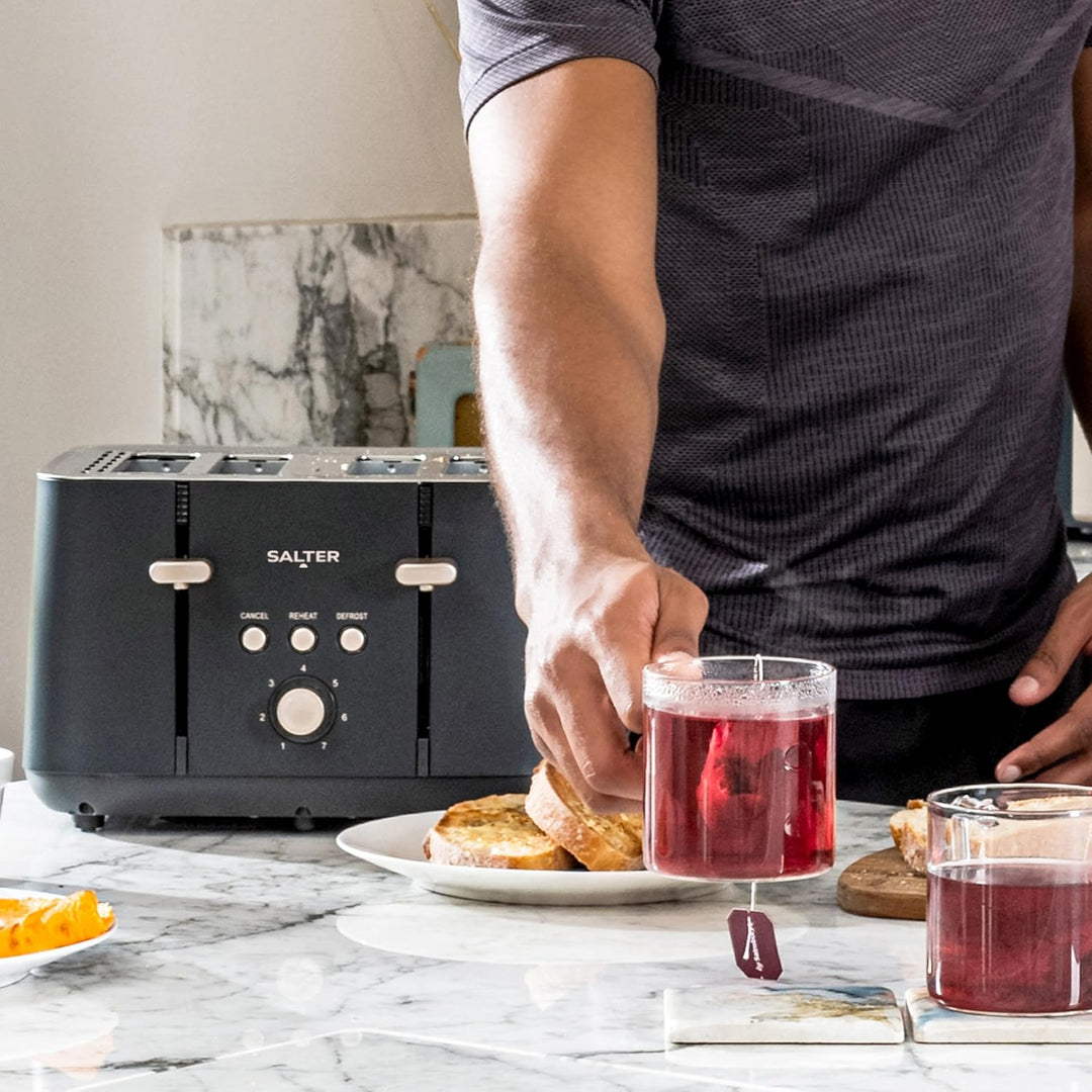 Salter Marino 4-Scheiben-Toaster – 7 Stufen variable Bräunung, herausnehmbare Krümelschublade, selbs